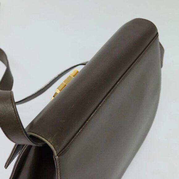 Salvatore Ferragamo Gancini Shoulder Bag Leather Brown Gold - Picture 7 of 15